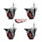 Service Caster 3.5'' Red Poly Swivel 7/16'' Grip Ring Stem Caster Set with Brake, 4PK SCC-GR20S3514-PPUB-RED-PLB-716138-4 - alternate 2